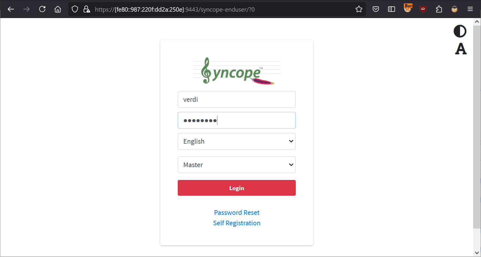 Syncope End-User UI Login